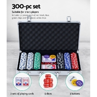 300pcs Poker Chips Set Casino Texas Hold'em Gambling Party Game Dice Cards Case thumbnail