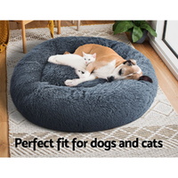 i.Pet Pet Bed Dog Cat 90cm Large Calming Soft Plush Bed Dark Grey thumbnail