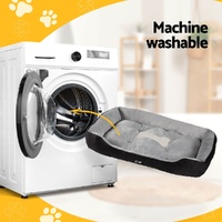 i.Pet Pet Bed Dog Cat Calming Soft Sleeping Comfy Plush Mat Cave Washable Black thumbnail
