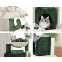 i.Pet Cat Tree 78cm Scratching Post Tower Scratcher Wood Condo House Bed Toys Green thumbnail