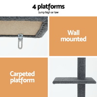 i.Pet Cat Tree 290cm Tower Scratching Post Scratcher Floor to Ceiling Cats Bed Grey thumbnail