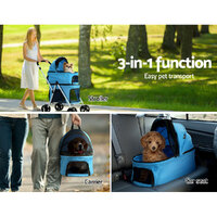 i.Pet Pet Stroller Dog Pram Large Cat Carrier Travel Foldable 4 Wheels Double thumbnail