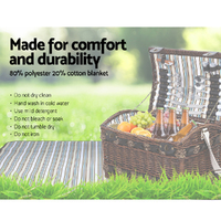 Alfresco 4 Person Picnic Basket Set Insulated Storage Blanket thumbnail