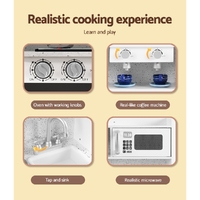 Keezi Kids Kitchen Play Set Wooden Pretend Toy Children Cooking Cookware Utensil thumbnail