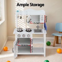 Keezi Kids Kitchen Play Set Wooden Pretend Toys Cooking Children Cookware Food thumbnail
