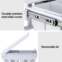 Cefito Pull Out Bin Kitchen Triple Slide Garbage Rubbish Bins Basket White 31L thumbnail