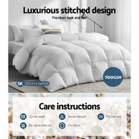 Giselle Bedding 700GSM Duck Down Feather Quilt Super King thumbnail