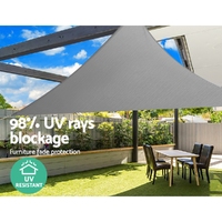 Instahut Shade Sail 3x3x4.3m Triangle 280GSM 98% Grey Shade Cloth thumbnail
