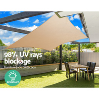 Instahut Shade Sail 4x5m Rectangle 280GSM 98% Sand Shade Cloth thumbnail