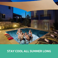 Instahut Shade Sail 5x5x5m Triangle 185GSM 95% Sand Shade Cloth thumbnail