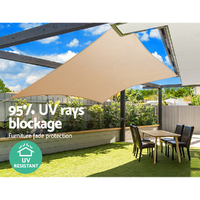 Instahut Waterproof Shade Sail 4x5m Rectangle Sand 95% Shade Cloth thumbnail