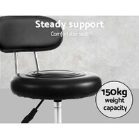 Artiss Salon Stool Swivel Chair Backrest Black thumbnail