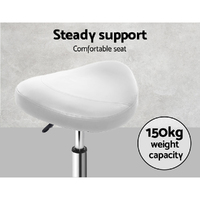 Artiss Salon Stool Saddle Swivel Chair White thumbnail