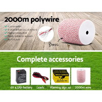 Giantz Fence Energiser 5KM Solar Powered Electric 2KM Poly Wire thumbnail
