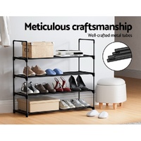 Artiss Shoe Rack 4-tier 16 Pairs Stackable Black thumbnail