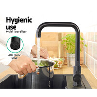 Cefito Kitchen Mixer Tap Mixer Rectangle Sink Faucet Basin Laundry Black thumbnail