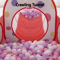 Keezi Kids Playhouse Play Tent Pop Up Teepee Ball Pit Tunnel Basketball Hoop Red thumbnail