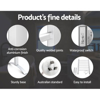 Devanti Electric Heated Towel Rail Rack 6 Bars with Timer Clothes Dry Warmer thumbnail