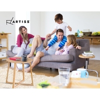 Artiss Coffee Table Round Side Tables Nightstand Bedside Furniture Wooden Beige thumbnail