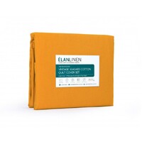 Elan Linen 100% Egyptian Cotton Vintage Washed 500TC Mustard Double Quilt Cover Set thumbnail