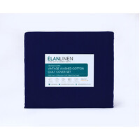 Elan Linen 100% Egyptian Cotton Vintage Washed 500TC Navy Blue 50 cm Deep Mega Queen Bed Sheets Set thumbnail
