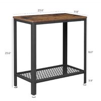 Industrial Side Table 2-Tier With Mesh and Metal Frame Rustic Brown thumbnail