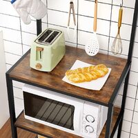 Industrial Kitchen Baker's Rack with Storage Shelves 10 Hooks and Metal Mesh Shelf 84 x 40 x 170 cm Rustic Brown thumbnail