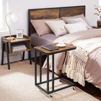Coffee Table with Steel Frame and Castors Rustic Brown and Black thumbnail