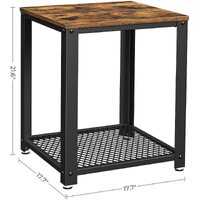 2-Tier Side Table with Storage Shelf with Metal Frame Rustic Brown thumbnail