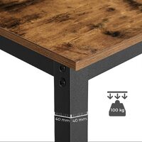 Bar Table with Solid Metal Frame and Wood Look, 120 x 60 x 90 cm thumbnail