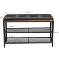 Shoe Bench with Mesh Shelf and Faux Leather Vintage Brown Black 80 x 30 x 48 cm thumbnail
