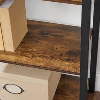 4-Tier  Storage Rack with Steel Frame, 120 cm High, Rustic Brown and Black thumbnail