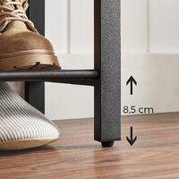 Shoe Rack with 3 Mesh Shelves Rustic Brown and Black thumbnail