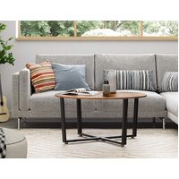 Round Coffee Table Rustic Brown and Black thumbnail