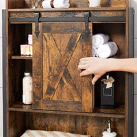 Bathroom Organiser Rack with Small Cabinet Steel Frame 64 x 24 x 171 cm Rustic Brown and Black thumbnail