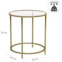 Gold Round Side Table with Golden Metal Frame Robust and Stable thumbnail