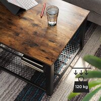 Coffee Table with Metal Frame Storage Shelf Rustic Brown thumbnail