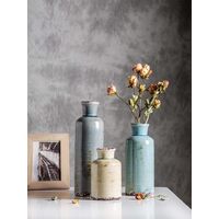 Ceramic Vases Set of 3 Crackled Finish Blue Farmhouse for Home D�cor thumbnail
