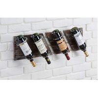 Rustic Wood and Metal Wine Rack Set for 4 Bottle Storage Holder for Home Bar Kitchen Living Room thumbnail