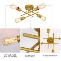 Modern Industrial Chandelier, 4 Light, Gold thumbnail