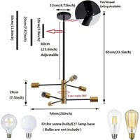 Sputnik Chandelier Modern Industrial, 6-Light , Black & Gold thumbnail