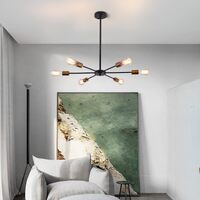 Modern Sputnik Chandelier Black Gold E27 Bulbs thumbnail