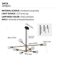 Sputnik Chandelier Modern Industrial, 8-Light , Black & Gold thumbnail