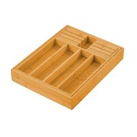 Large Capacity Bamboo Expandable Drawer Organizer with Knife Block Holder for Home Kitchen Utensils thumbnail