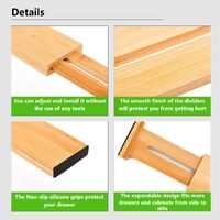 4 Pack Bamboo Adjustable Kitchen Drawer Dividers (Large, 44-55 cm) thumbnail