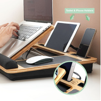 CARLA HOME Bamboo Laptop Lap Desk with Cushion and Angle Adjustable for Office and Home thumbnail