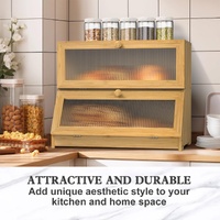 Double Layer Bamboo Bread Box for Kitchen Counter with Large Capacity and Clear Window thumbnail