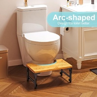 Bamboo Toilet Stool Foldable and Adjustable Height with Non-Slip Layer for Bathroom thumbnail