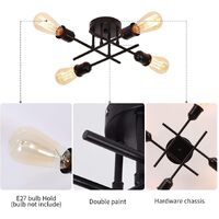 Industrial Semi Flush Mount Chandelier, Black thumbnail