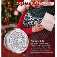 Mini Mix Diamond 1X/2X Magnifying Round Metal Pocket Makeup Mirror (Silver) thumbnail
